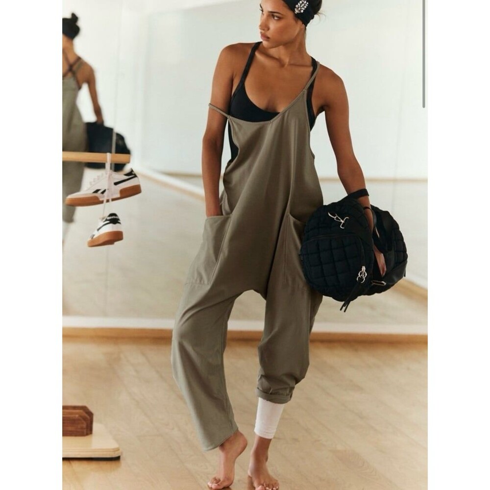 Free People Hot Shot Onesie Washed Olive Green S